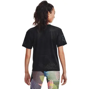 Camiseta de mujer Under Armour à manches courtes et motif en mesh Geo image-3