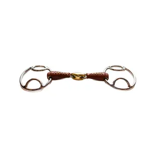 Double Broken Bit for Horse with 3 Effects Covered in Leather Jump'In image-0