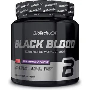 Pack of 10 jars of booster Biotech USA black blood caf + - Raisin bleu - 300g image-0