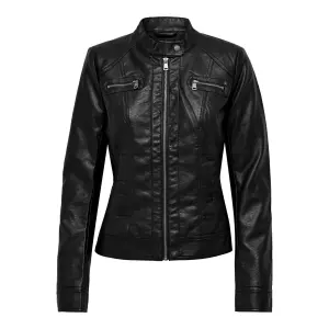 Cazadora de cuero para mujer Only Bandit imitation cuir biker image-0