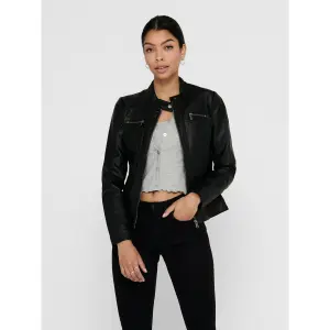 Cazadora de cuero para mujer Only Bandit imitation cuir biker image-1