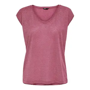 Women's T-shirt Only Silvery manches courtes col V lurex image-0