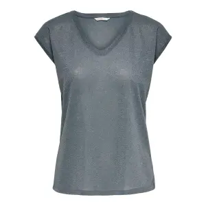 Frauen-T-Shirt Only Silvery manches courtes col V lurex image-0