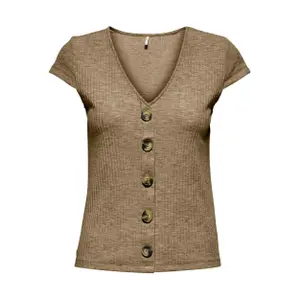 Frauen Top Only Nella manches courtes col à boutons image-0