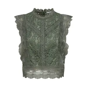 Women's sleeveless T-shirt Only lace wovens image-0