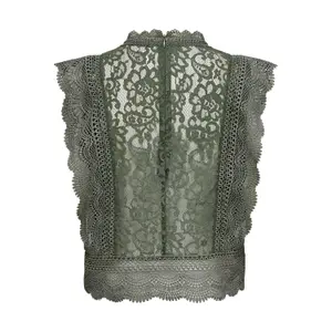 Women's sleeveless T-shirt Only lace wovens image-1