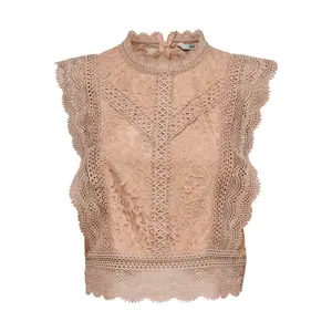 Women's sleeveless T-shirt Only lace wovens image-0