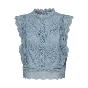 Women's sleeveless T-shirt Only lace wovens image-0