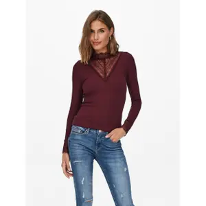 Frauen Top Only Tilde manches longues col montant lace image-3