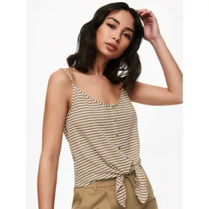 Women's sleeveless T-shirt Only onlgloria life knot buttons image-3