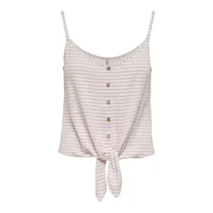 Women's sleeveless T-shirt Only onlgloria life knot buttons image-0