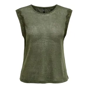 Women's sleeveless T-shirt Only onlceline lace mixs image-0