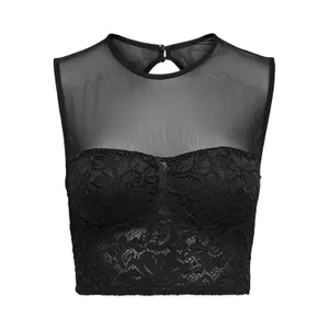 Women's sleeveless T-shirt Only onlkim laces image-0