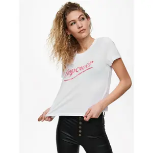 T-shirt för kvinnor Only onlmolly life text image-3
