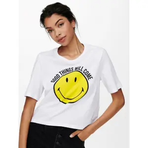 T-shirt för kvinnor Only onlsmiley life image-2