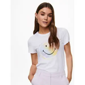 T-shirt för kvinnor Only onlsmiley life reg image-3