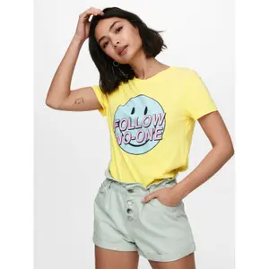 T-shirt för kvinnor Only onlsmiley life reg image-3