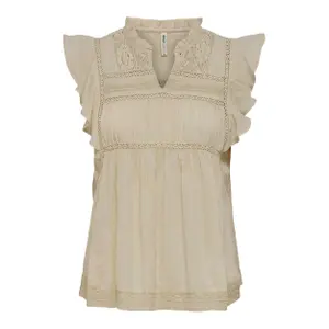Dames v-hals top Only onlmille capsleeve image-0