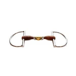 Mors Verdun for Horse with Double Joint Covered in Leather Jump'In US image-0
