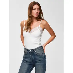 Women's tank top Selected Mio rib lace image-1