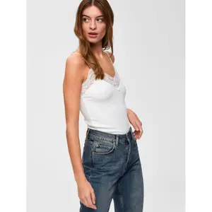 Women's tank top Selected Mio rib lace image-3