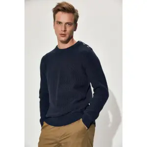 Sweater Selected Irven manches longues knit button col rond image-1