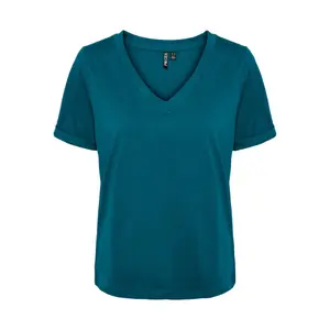 T-shirt de pescoço em v das mulheres Pieces Ria image-0