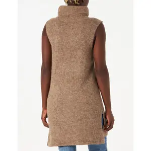 Gilet long en maille à Col roulé femme Pieces Ellen image-3