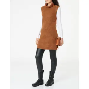 Gilet long en maille à Col roulé femme Pieces Ellen image-1