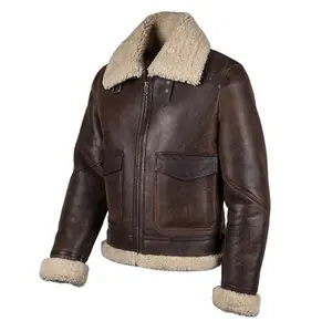 Sheepskin leather jacket Helstons bombardier thunder image-1
