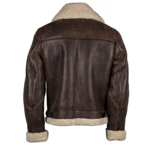 Sheepskin leather jacket Helstons bombardier thunder image-2