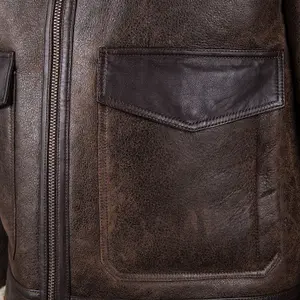Sheepskin leather jacket Helstons bombardier thunder image-5