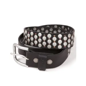 Bæltenåle i læder med nitter til motorcykler Helstons