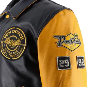 Motorcycle leather jacket Von Dutch Vd - Brooklyn image-5