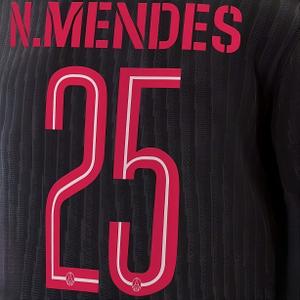 Flocage vierde PSG Ligue des Champions N.MENDES #25 2025/26
