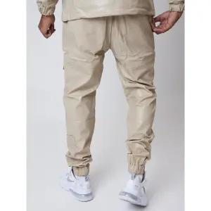 Joggingbroek van nepleer met doorgestikte inzetstukken Project X Paris image-3