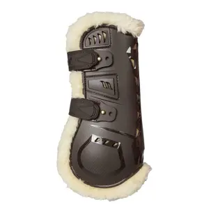 Front open horse gaiters with fur Back on Track airflow image-0