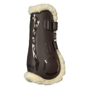 Front open horse gaiters with fur Back on Track airflow image-3