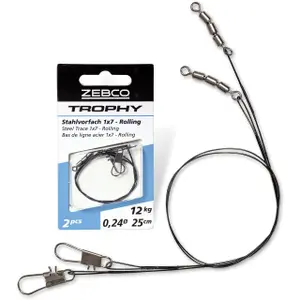 Set of 2 steel leaders Zebco Trophy Trace 1x7 - Rolling image-0
