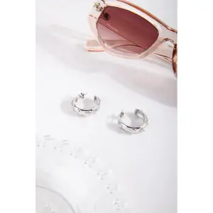 Silver Floral Pattern Hoop Earrings Women 24 Colours image-1