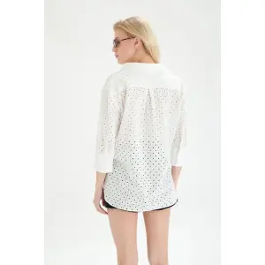 Women's Broderie Anglaise Shirt 24 Colours image-1