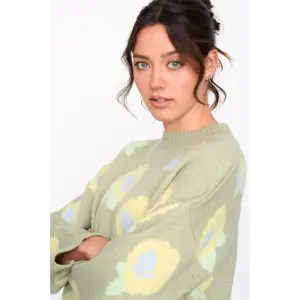 Women's Floral Pattern Knit Sweater 24 Colours image-2