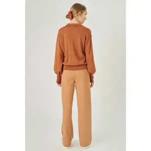 Classic Plain Pattern Straight Cut Trousers Women 24 Colours image-1