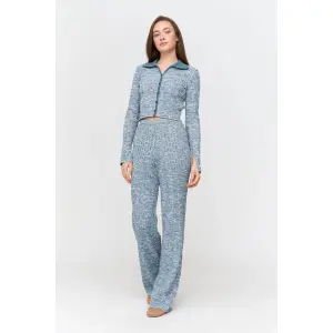 Women's Flared Ribbed Knit Trousers 24 Colours image-1