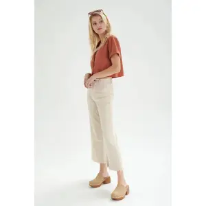 Women’s Straight Cut Plain Pattern Trousers 24 Colours image-2
