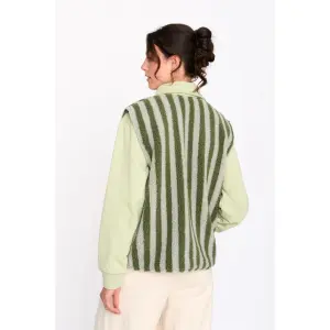 Striped Sleeveless Plush Cardigan Women 24 Colours image-1