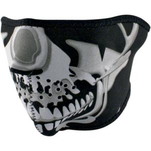Motorcykel balaclava Zan Headgear half face chrome skull image-0