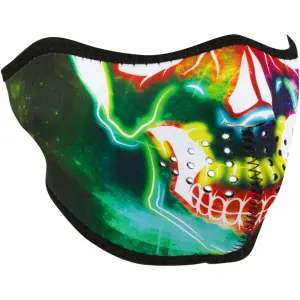 Motorcykel balaclava Zan Headgear half face neon skull image-0