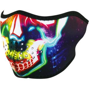 Motorcykel balaclava Zan Headgear half face neon skull image-1