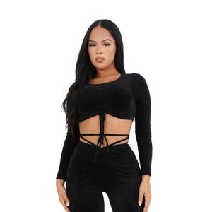 Crop top T-shirt för kvinnor Sixth June Cordon Details image-1